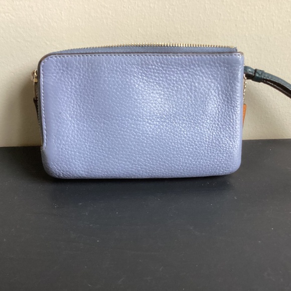 Coach Wristlet Wallet Blue and White Gold Zippers - Picture 2 of 10